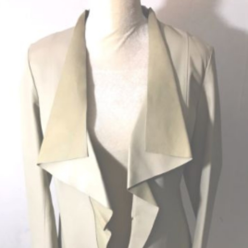 ZENOBIA Stone Leaf Taupe Beige Soft Leather Jacket